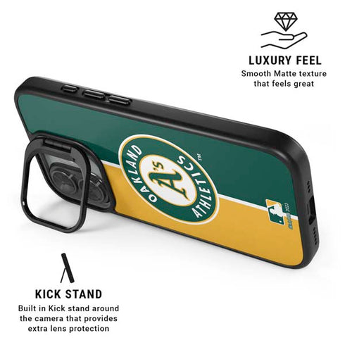 MLB Oakland Athletics Split iPhone 17 Kickstand Case