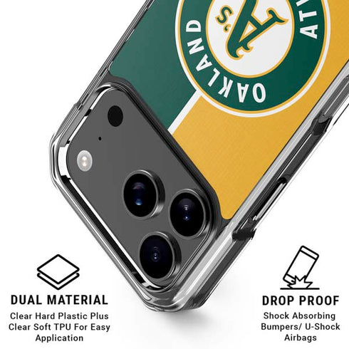 MLB Oakland Athletics Split iPhone 17 Pro Clear Case