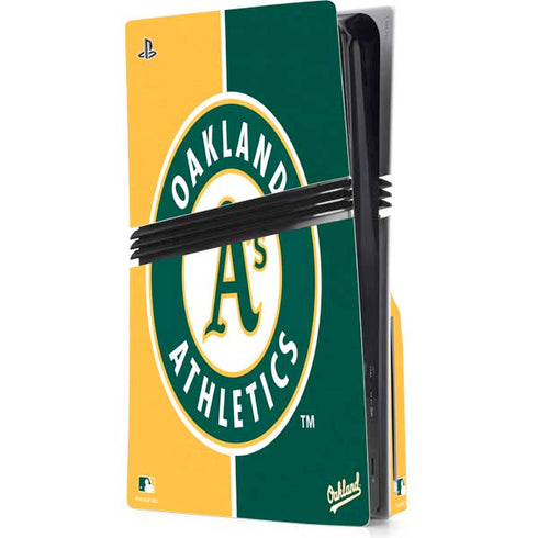 MLB Oakland Athletics Split PS5 Pro Disk Console Skin