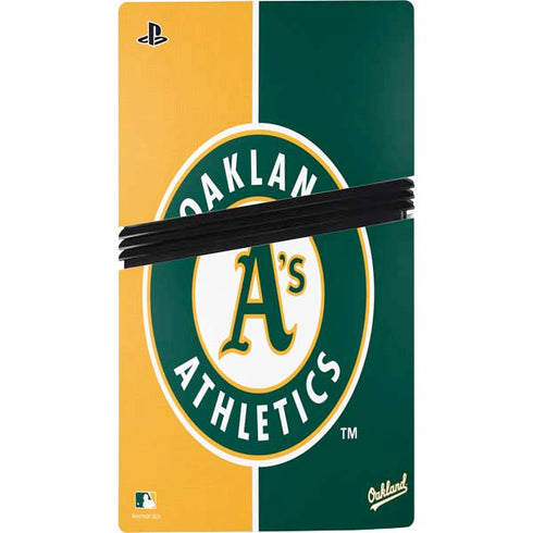 MLB Oakland Athletics Split PS5 Pro Disk Console Skin