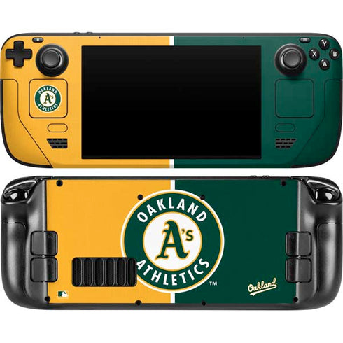 MLB Oakland Athletics Split Steam Deck Handheld Gaming Computer OLED Skin