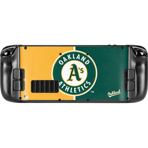 MLB Oakland Athletics Split Steam Deck Handheld Gaming Computer OLED Skin