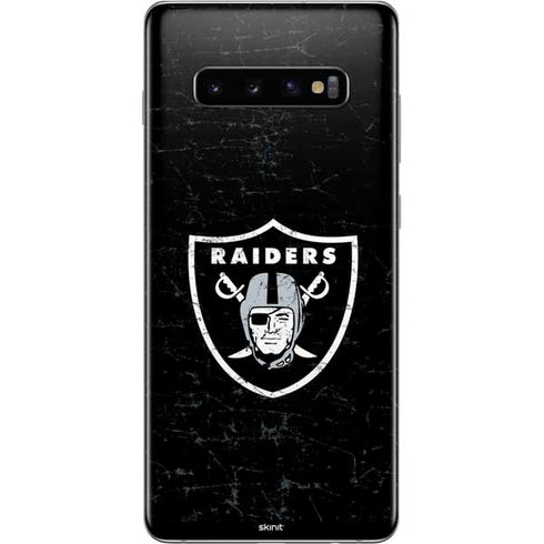 NFL Las Vegas Raiders Distressed Galaxy S10 Plus Skin