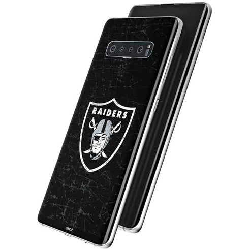 NFL Las Vegas Raiders Distressed Galaxy S10 Plus Skin