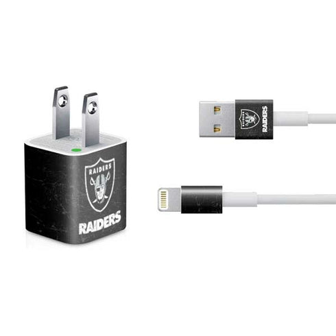 NFL Las Vegas Raiders Distressed iPhone Charger (5W USB) Skin