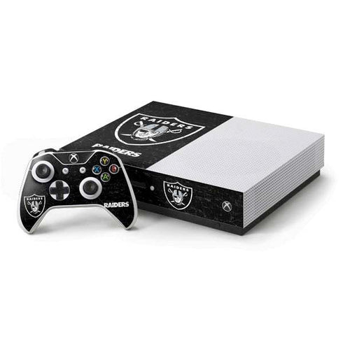 NFL Las Vegas Raiders Distressed Xbox One S Console and Controller Bundle Skin