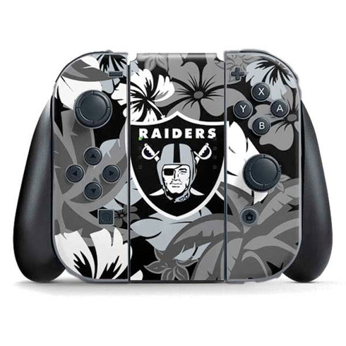 NFL Las Vegas Raiders Tropical Print Nintendo Switch (2017-2021) Joy-Con Controller Skin