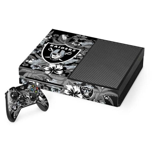 NFL Las Vegas Raiders Tropical Print Xbox One Console and Controller Bundle Skin