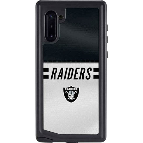 NFL Las Vegas Raiders White Striped Galaxy Note 10 Waterproof Case