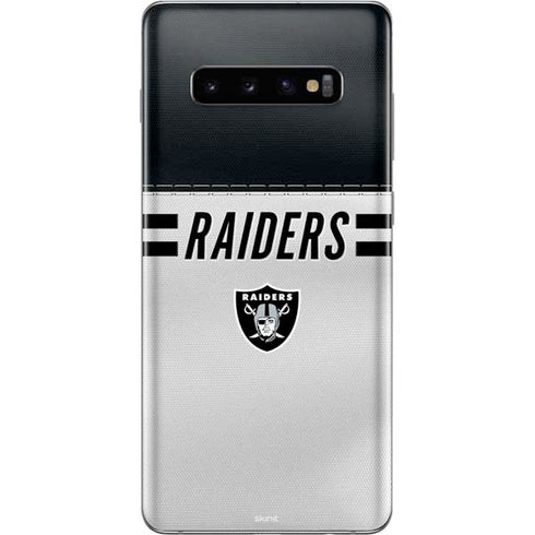 NFL Las Vegas Raiders White Striped Galaxy S10 Plus Skin