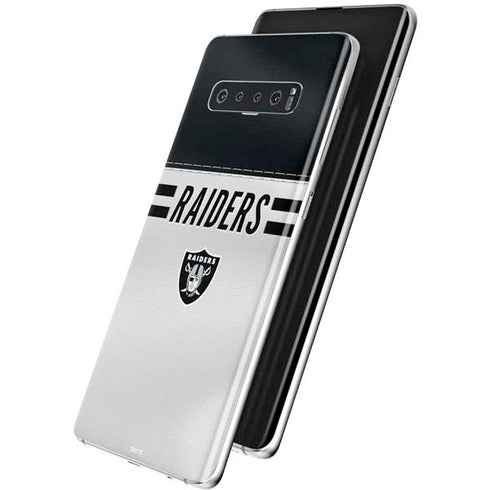NFL Las Vegas Raiders White Striped Galaxy S10 Plus Skin