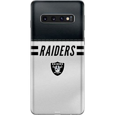 NFL Las Vegas Raiders White Striped Galaxy S10 Skin