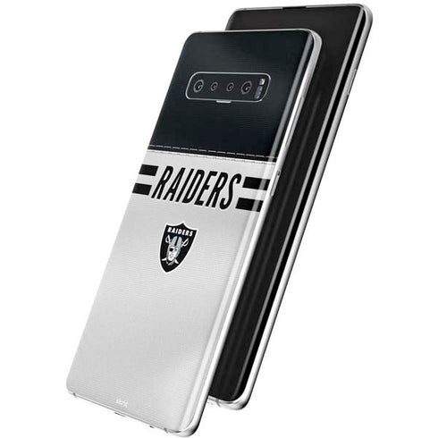 NFL Las Vegas Raiders White Striped Galaxy S10 Skin