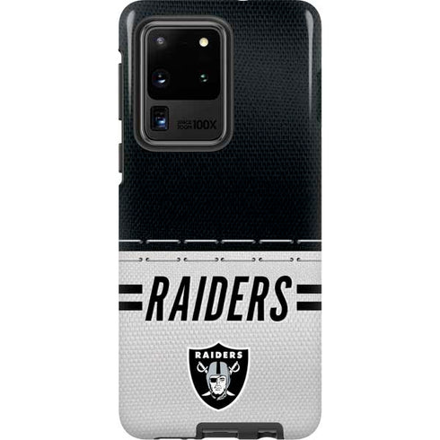 NFL Las Vegas Raiders White Striped Galaxy S20 Ultra 5G Pro Case