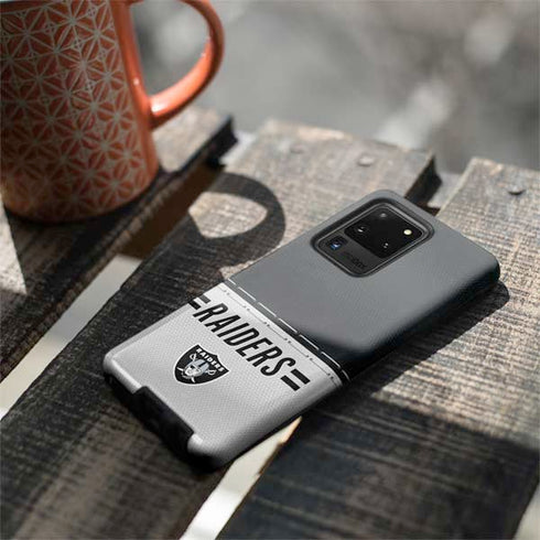 NFL Las Vegas Raiders White Striped Galaxy S20 Ultra 5G Pro Case