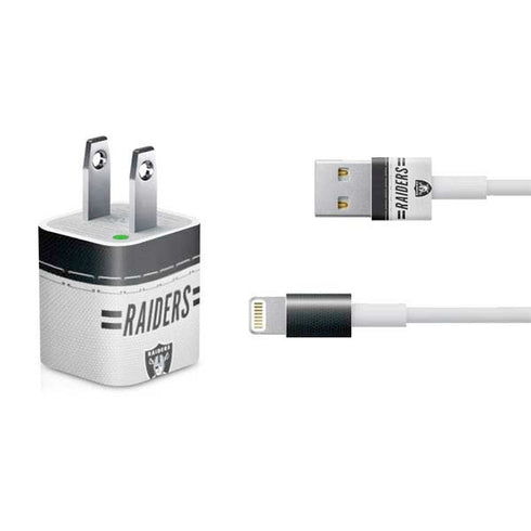 NFL Las Vegas Raiders White Striped iPhone Charger (5W USB) Skin