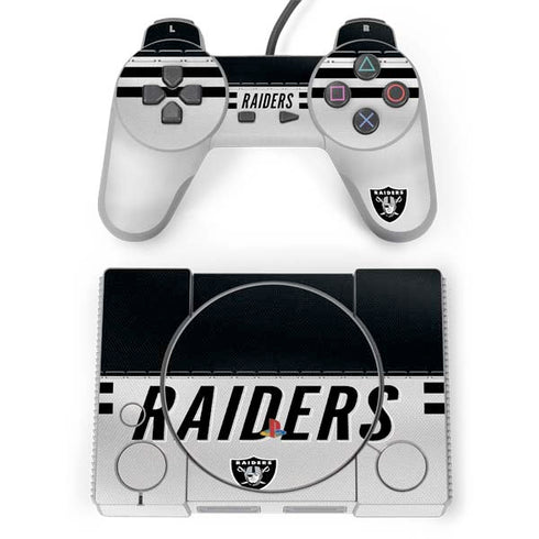 NFL Las Vegas Raiders White Striped PlayStation Classic Bundle Skin