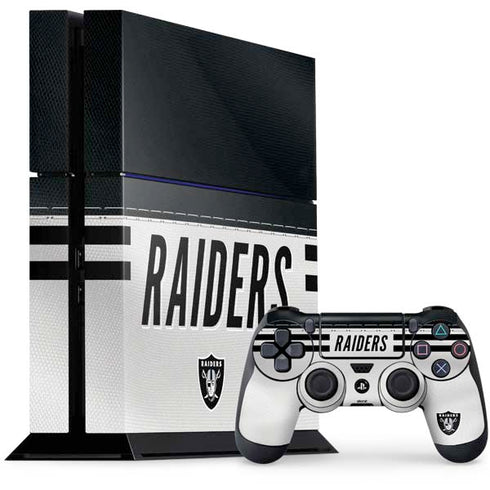 NFL Las Vegas Raiders White Striped PS4 Console and Controller Bundle Skin