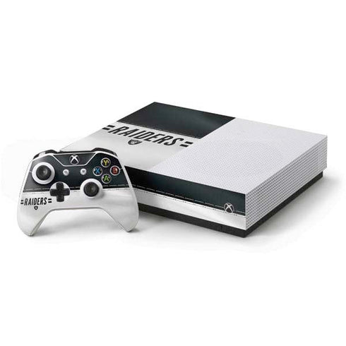 NFL Las Vegas Raiders White Striped Xbox One S All-Digital Edition Bundle Skin