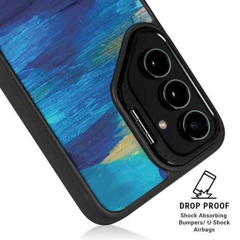 Ocean Blue Brush Stroke by Etta Vee Galaxy S25 Kickstand Case