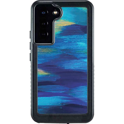 Ocean Blue Brush Stroke by Etta Vee Galaxy S24 Plus Waterproof Case