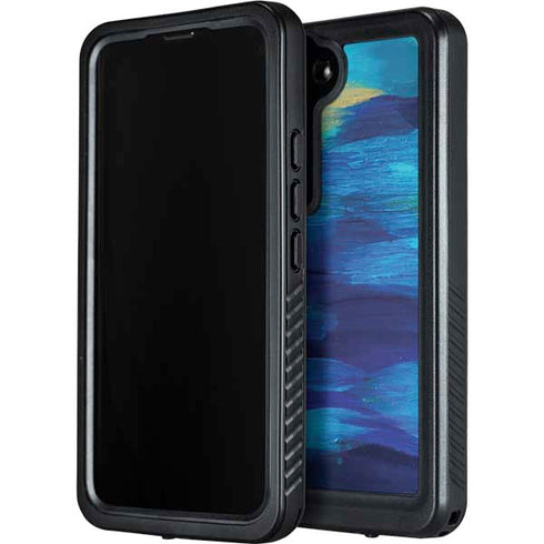 Ocean Blue Brush Stroke by Etta Vee Galaxy S24 Plus Waterproof Case