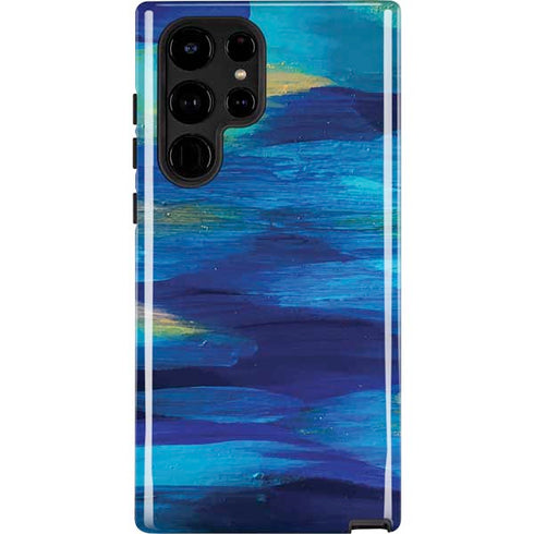 Ocean Blue Brush Stroke by Etta Vee Galaxy Cases