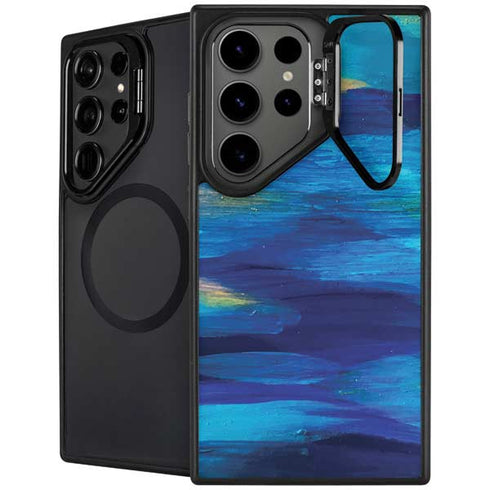Ocean Blue Brush Stroke by Etta Vee Galaxy Cases