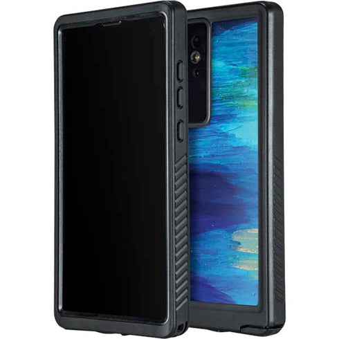 Ocean Blue Brush Stroke by Etta Vee Galaxy S24 Ultra Waterproof Case