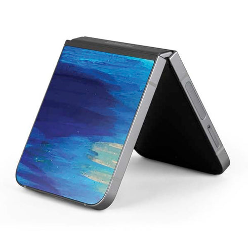 Ocean Blue Brush Stroke by Etta Vee Galaxy Z Flip6 Skin