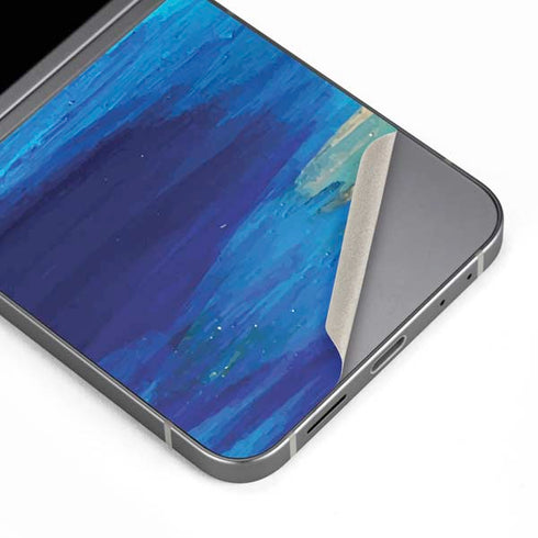 Ocean Blue Brush Stroke by Etta Vee Galaxy Z Flip6 Skin