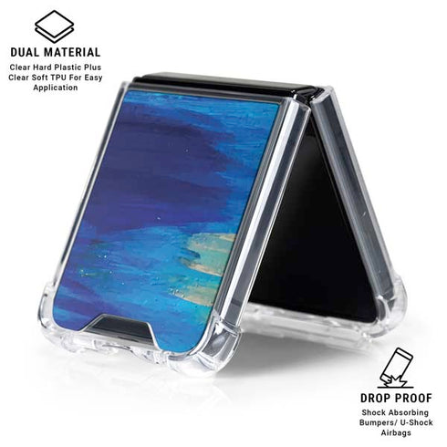 Ocean Blue Brush Stroke by Etta Vee Galaxy Z Flip6 Clear Case