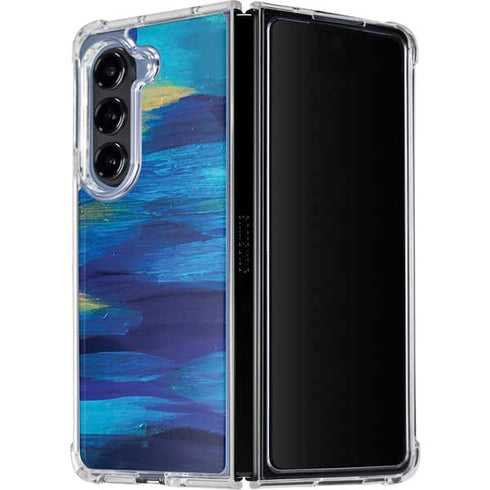 Ocean Blue Brush Stroke by Etta Vee Galaxy Z Fold5 5G Clear Case