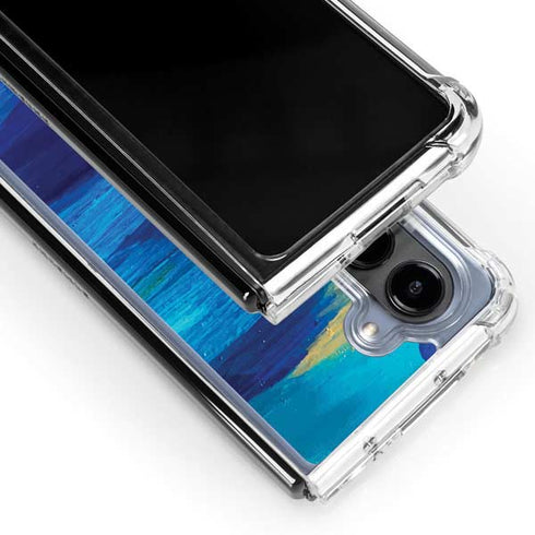 Ocean Blue Brush Stroke by Etta Vee Galaxy Z Fold5 5G Clear Case