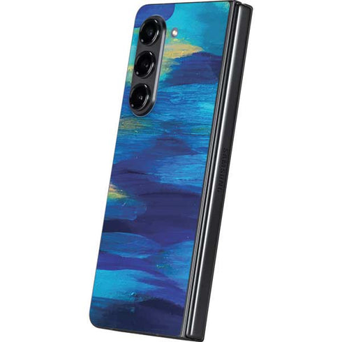 Ocean Blue Brush Stroke by Etta Vee Galaxy Z Fold5 5G Skin