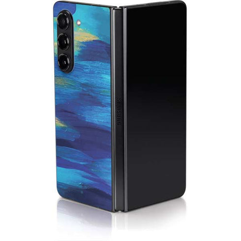 Ocean Blue Brush Stroke by Etta Vee Galaxy Z Fold5 5G Skin