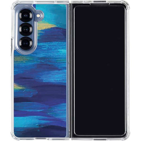 Ocean Blue Brush Stroke by Etta Vee Galaxy Z Fold6 Clear Case