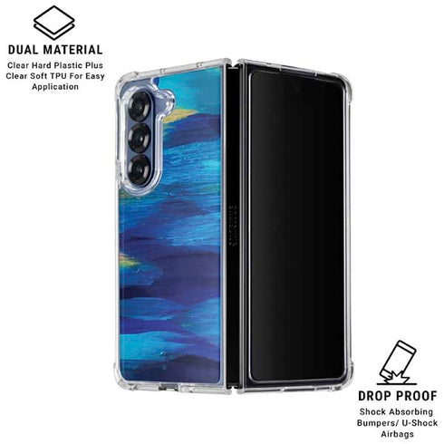 Ocean Blue Brush Stroke by Etta Vee Galaxy Z Fold6 Clear Case