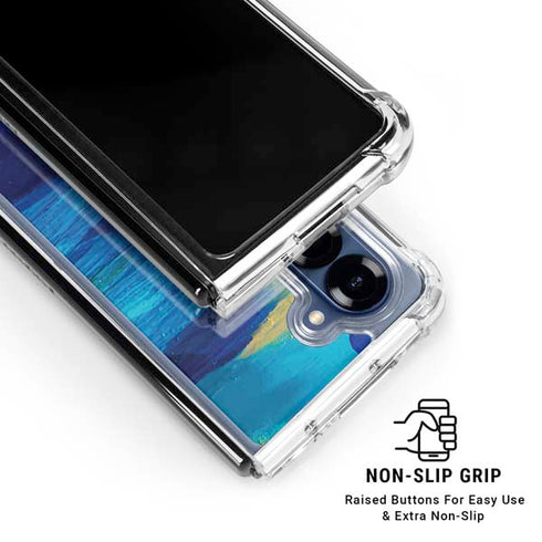 Ocean Blue Brush Stroke by Etta Vee Galaxy Z Fold6 Clear Case