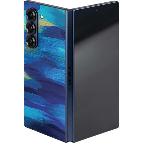 Ocean Blue Brush Stroke by Etta Vee Galaxy Z Fold6 Skin
