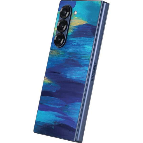 Ocean Blue Brush Stroke by Etta Vee Galaxy Z Fold6 Skin