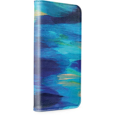 Ocean Blue Brush Stroke by Etta Vee iPhone 15 Folio Case