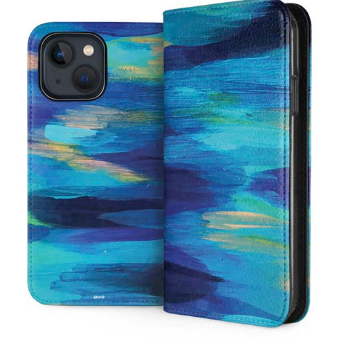 Ocean Blue Brush Stroke by Etta Vee iPhone 15 Plus Folio Case