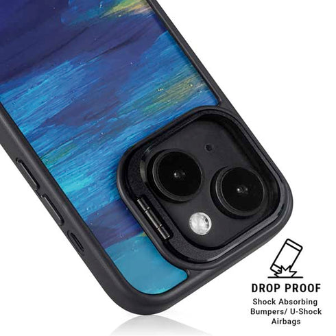 Ocean Blue Brush Stroke by Etta Vee iPhone 15 Plus Kickstand Case