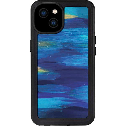 Ocean Blue Brush Stroke by Etta Vee iPhone 15 Plus Waterproof Case