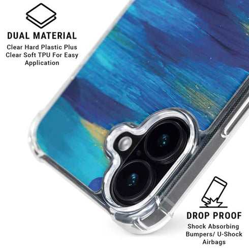 Ocean Blue Brush Stroke by Etta Vee iPhone 16 Clear Case