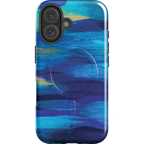 Ocean Blue Brush Stroke by Etta Vee iPhone 16 Magsafe Impact Case
