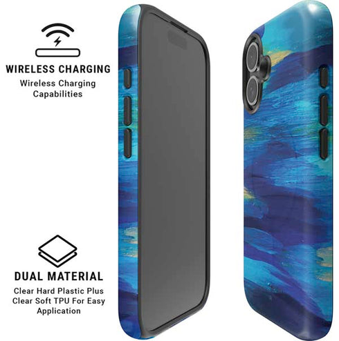 Ocean Blue Brush Stroke by Etta Vee iPhone 16 Magsafe Impact Case