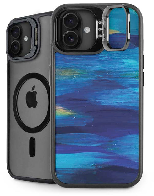 Ocean Blue Brush Stroke by Etta Vee iPhone 16 Plus Kickstand Case
