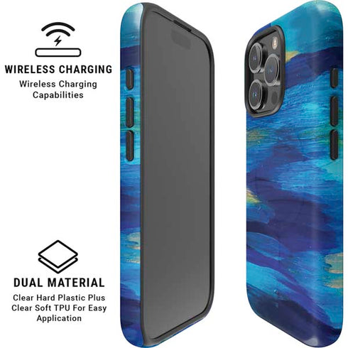 Ocean Blue Brush Stroke by Etta Vee iPhone 16 Pro Max Magsafe Impact Case